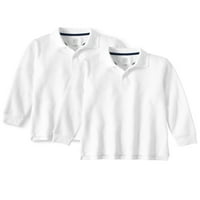 Чудо на нација момчиња Училишна униформа долга ракав двојно пик поло маица, пакет со вредност, големини 4-