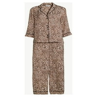 Софија Интимира од Софија Вергара женски и женски плус големина јака од јака сатен пижама сет, 2 парчиња