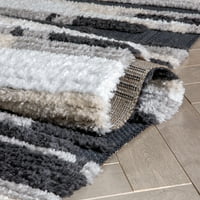 Добро ткаена Маја Тива современи геометриски ленти Греј 5'3 7'3 Текстурирана површина за купови килим