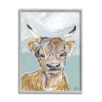 Слупел индустрии рурална фарма говеда со четкано сликарство слика сива врамена уметничка печатена wallидна