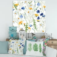 DesignArt „Диви цвеќиња Детелина Бел и Камил II“ Традиционална печатење на wallидови од платно
