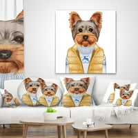 DesignArt Terrier во Down елек и џемпер - перница за фрлање животни - 16x16