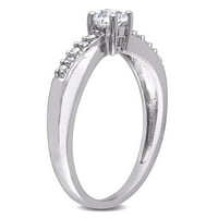 Ctенски КТ Миабела. Создаден прстен за ангажман на сафир и дијамантски кросовер во сребро сребро