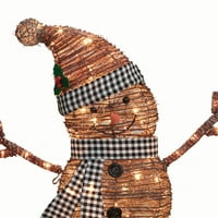 Време на одмор 48 Светло-ратан-изглед Снежен човек, со блескаво Божиќни светла