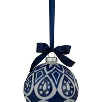 4 Бело и сино мозаик стакло божиќна топка украс