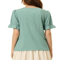 Уникатни поволни цени за женски гроздобер блуза со кратки ракави за кратки ракави на врвовите на селаните