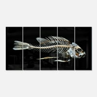 Риба скелет коска на црно сликарство уметност отпечатоци