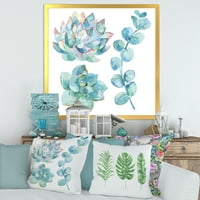 DesignArt 'Succulents and Eucalyptus лисја' Традиционална врамена уметничка печатење