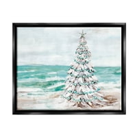 Снежна елка на плажа на плажа на плажа за одмор, црно, уметнички печатени wallидови, уметност