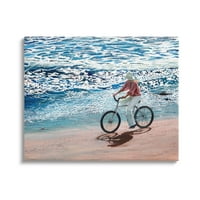 Tuphell Industries Woman Whater Biccycle Coastal Beach Shoreline Pandascape Pandaspape Gallery Wrapped Canvas