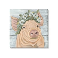 Stuple Среќна свиња Дејзи цвета цветна животна и инсекти галерија за сликање завиткано платно печатење wallидна