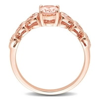 Miaенски Carat Carat T.G.W. Овално скратено морганит и бел прстен за ангажман на розово злато од 10KT
