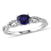 Карат Т.Г.В. Создаден сино сафир и дијамант-акцент 10kt прстен за ангажман на бело злато