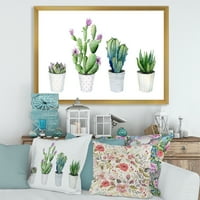 DesignArt 'Алое вера кактус сукулентни домашни растенија во фармата на садови, врамени уметнички принт