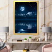 DesignArt „Целосна месечина ноќ во облачно небо i“ наутички и крајбрежен врамен уметнички принт