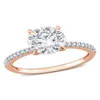 1- Карат Т.Г.В. Создадени Моисанит и Карат Т.В. Дијамант 14kt розово злато класичен прстен за ангажман