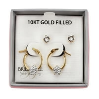 Фино накит 10K злато исполнето кристално столпчиња и обрач женски детски обетки