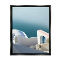 Студената индустрија на Ступел, живописна крајбрежна зграда Санторини Фотографија jet Black Floating Framed Canvas Print Wall Art, Design By Sara Zieve Miller