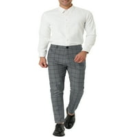 Уникатни поволни цени за мажите со тенок карирани деловни панталони со џебови со џебови