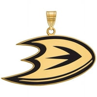 Лого-стерлинг сребро со позлатен NHL Anaheim патки голем приврзок за емајл
