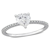 1- Карат Т.Г.В. Белата круша, ги создаде Моисанит и Карат Т.В. Д-тина дијамант 14KT Бело злато прстен за ангажман