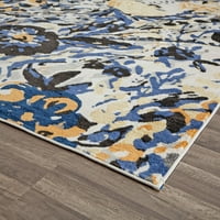 Килими Америка Хана VA10A сина мед цветни преодни сини полиестерски области килим, 2'x4 '