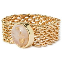 Scoop Women's 14k злато-позлатен мрежен прстен со епоксиден камен