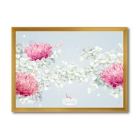 DesignArt 'Apple Blossom and Chrysanthemums на традиционалниот врамен уметнички печати