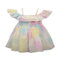 Бони Jeanан мулти -боја Еластична еластична испуштена фустан од рамото мали девојчиња