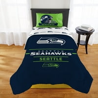 Сет на Сиетл Seahawks Comforter, близнак близнак XL, тимски бои, стил на споменик, полиестер, сет