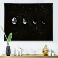 Дизајн на „Ноќното небо со модерните врамени печатени уметности на Месечината фази“