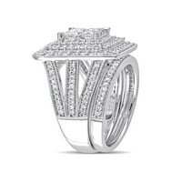 1- Карат Т.В. Дијамант на принцезата и кружниот дијамант 14KT Бело злато Кластерот со двојно-хало невеклен