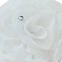 Offray бела мала чиста со цвеќиња од цвеќиња од скапоцен камен има жица што овозможува лесно прицврстување