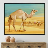 DesignArt 'Камили во дивината пустина I' Фарма куќа врамена платно wallидна уметност печатење