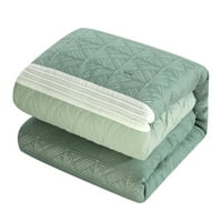 Шик Дом Мејси 6-парчиња quакард ткаен геометриски кревет во сет за утешител на торби, крал, зелена