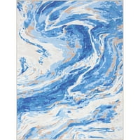 Добро ткаени апстрактни дини модерни ретро мермерни рамни ткаени сини 9'10 13 'килим