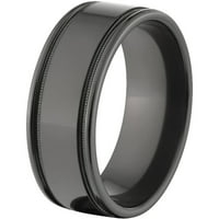 Рамен црн циркониумски прстен со две жлебови и подигнат центар