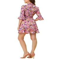 Уникатни поволни цени за женски цветни bellвонки со ракави, пукан фустан од шушкав фустан