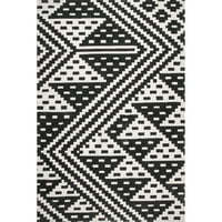 Нулум Бетани Ацтек Апстрактна памучна област за килим, 4 '6', црна