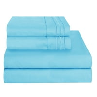 Бесплатен без брчки микрофибер кревет постави длабок џеб -Queen Aqua Blue