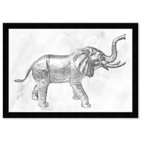 Студио Wynwood Prints Elephant Silver Animal Zoo and Wild Lifes Wallидни уметности печати сива метална сива
