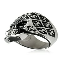 Крајбрежен накит од не'рѓосувачки челик Флеур-де-лис прстен на черепот