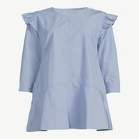Бесплатно склопување на женското копче на рамената мини фустан со долги ракави
