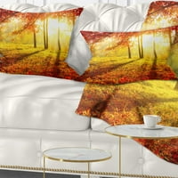 DesignArt жолти црвени есенски дрвја и лисја - пејзаж печатена перница за фрлање - 12x20