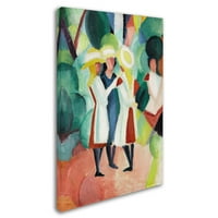 Трговска марка ликовна уметност „Три девојки во слама капи“ платно уметност до август Меке