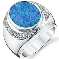 0. КТ овален создаден сина прстенка за Опал Разол во Стерлинг сребро