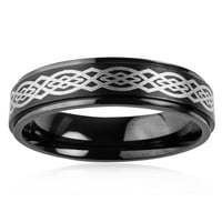 Крајбрежен накит црн позлатен не'рѓосувачки челик келтски јазол заболен прстен