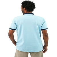 Chaps Men's Classic Fit Christ Relly Cotton секојдневно цврсто пике половини со големина на кошула до 4xB