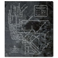 Мапа на „NYујорк Метрото“ Темно рустикално “сликарско платно уметничко печатење