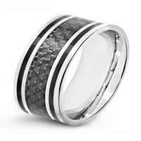 Крајбрежен накит од не'рѓосувачки челик црно јаглеродно влакно прстен